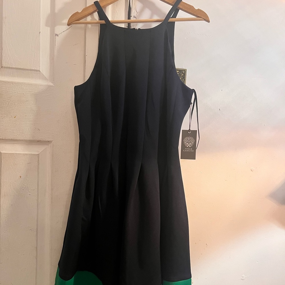 Vince Camuto new asymmetrical dress. Navy blue and green size 14